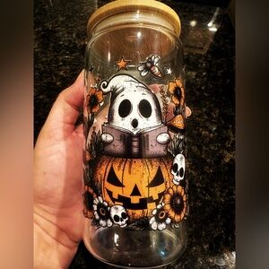 The Wild Taurus Book Loving Ghost 16oz Glass Cup